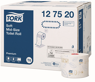 Двухслойная туалетная бумага в рулонах Tork T6 Premium (127520)