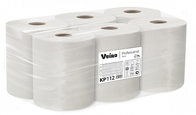 Двухслойные ультрапрочные полотенца бумажные в рулонах с центральной вытяжкой Veiro Professional Basic (KP112)