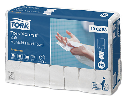 Двухслойные бумажные полотенца в пачках Tork H2 Premium Multifold (100288)